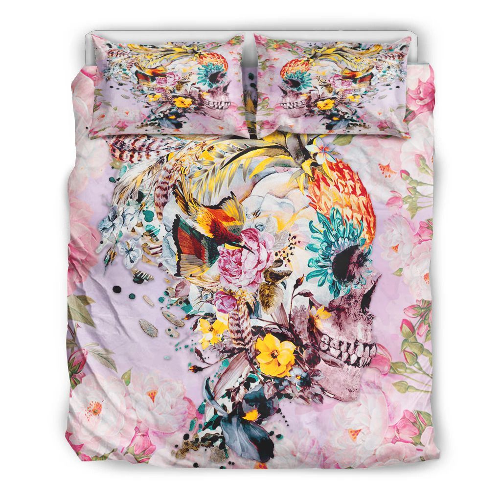 Skull Flower Watercolour Bedding Set