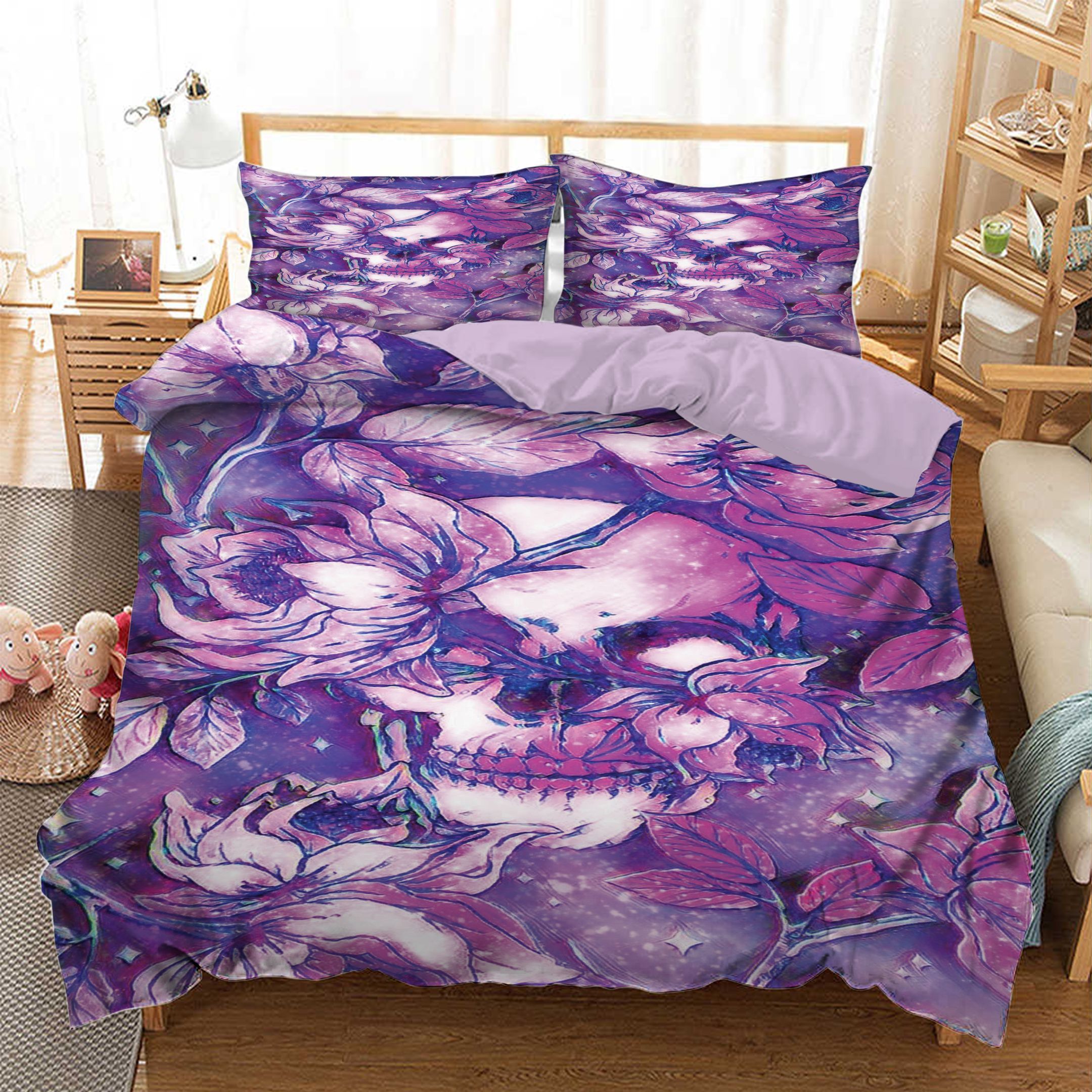SKull Flowers  Bedding Set