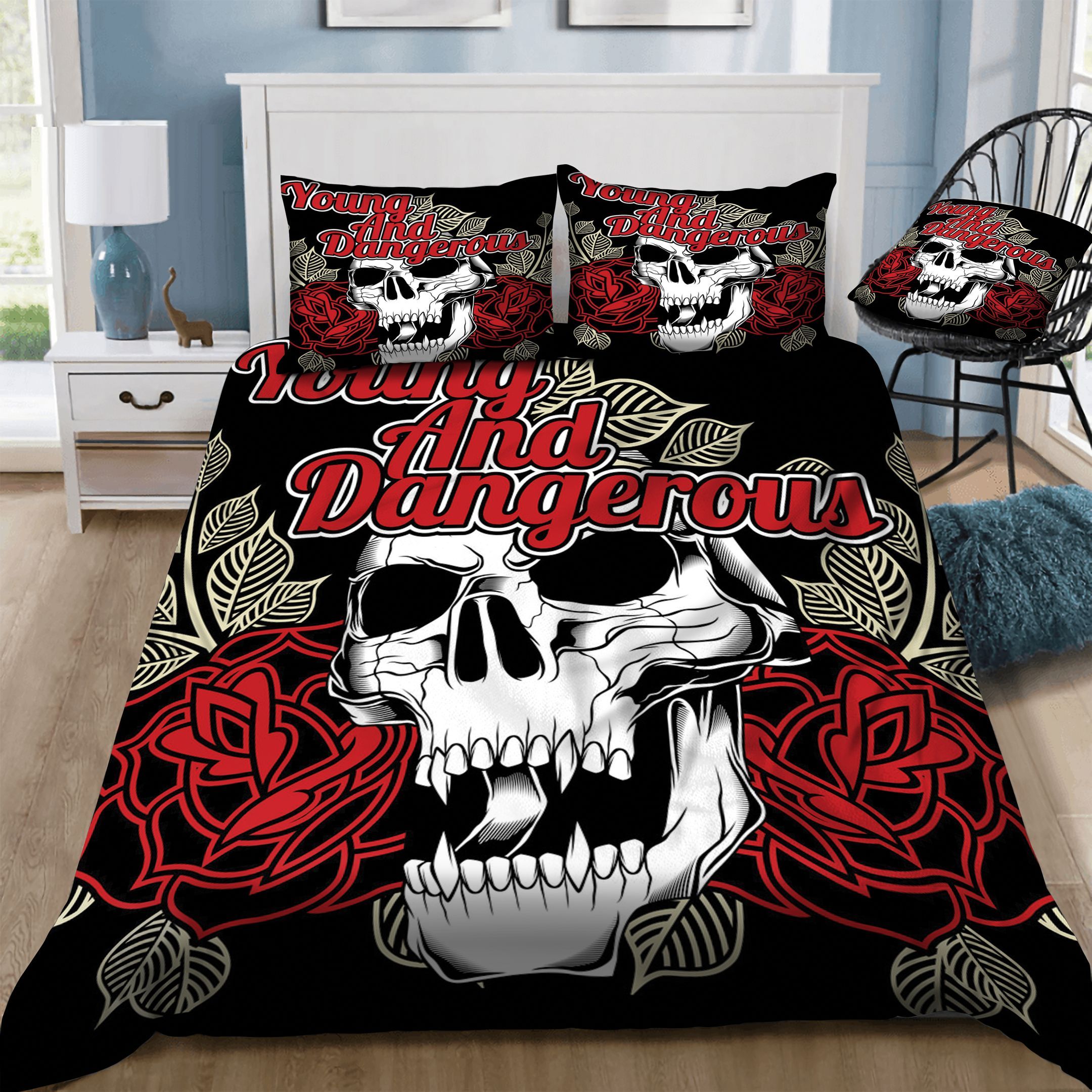Skull Flowers  Bedding Set