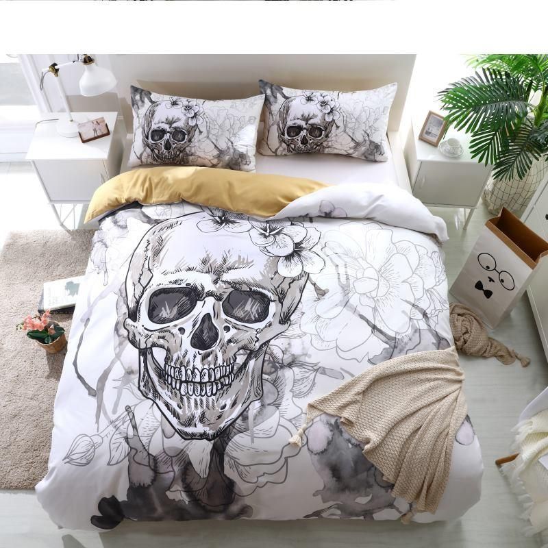 Skull Flowers Bedding Set