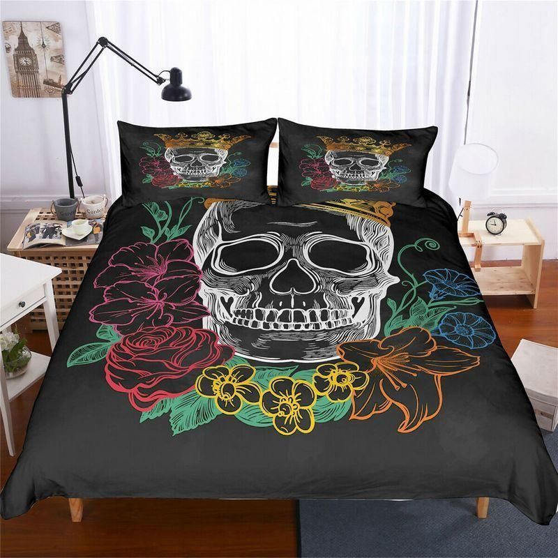 Skull Flowers Patterns Bedding Set