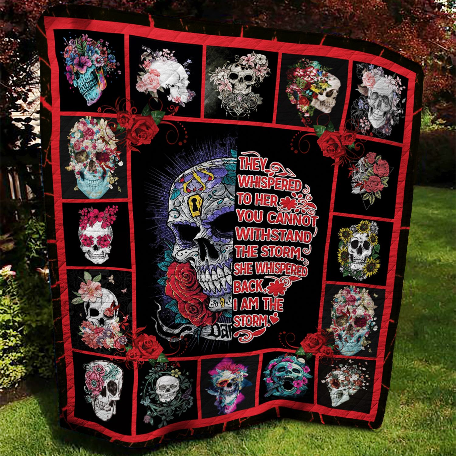 Skull flowers Quilt Blanket DTH020706HD
