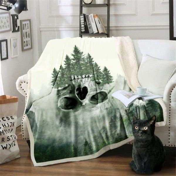 Skull Forest Sherpa Fleece Blanket