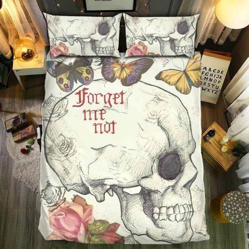 Skull Forget Me Not Butterfly Bedding Set