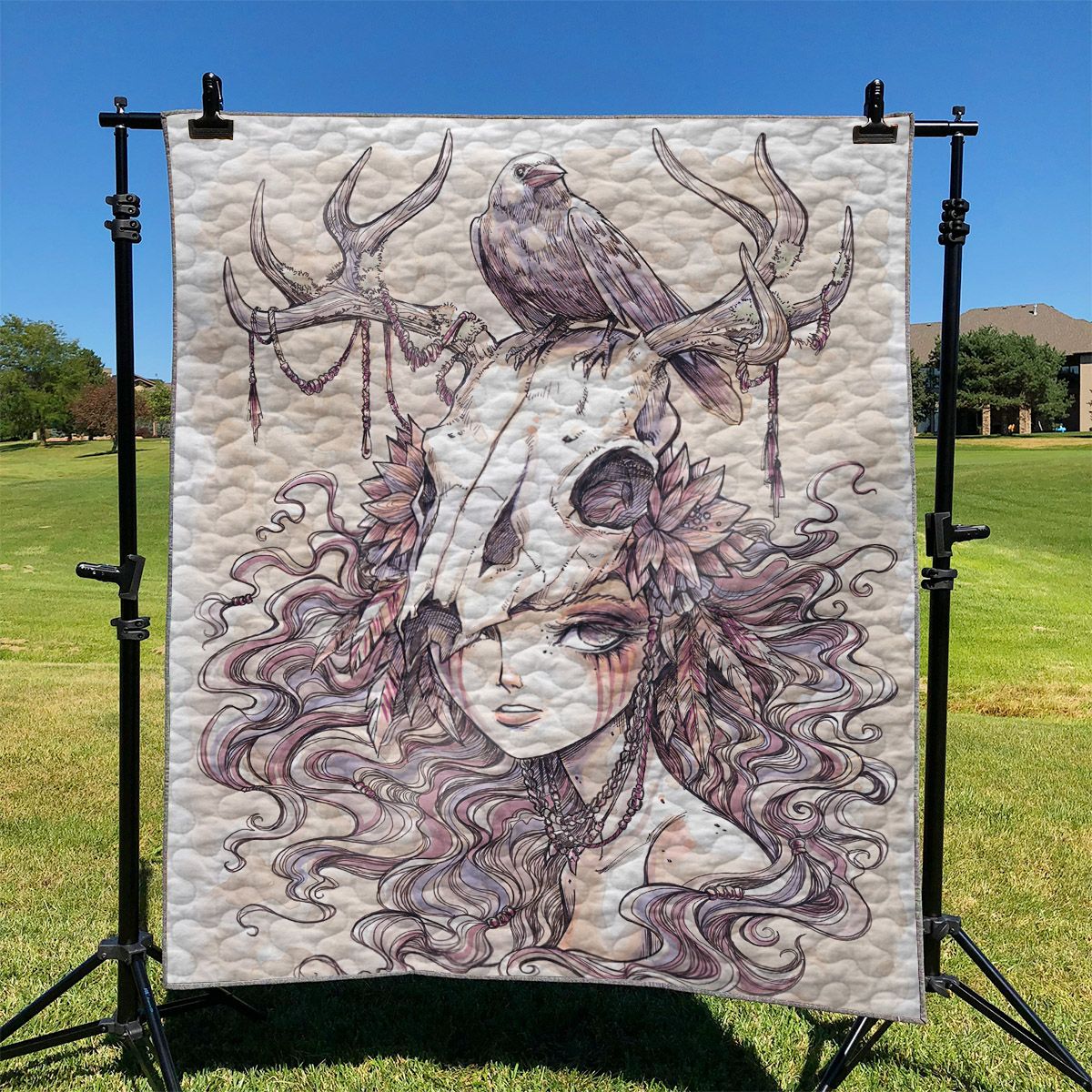 Skull Girl And Bird NI1910088DT Quilt Blanket