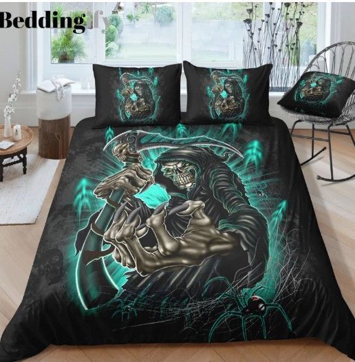 Skull Green Bedding Set
