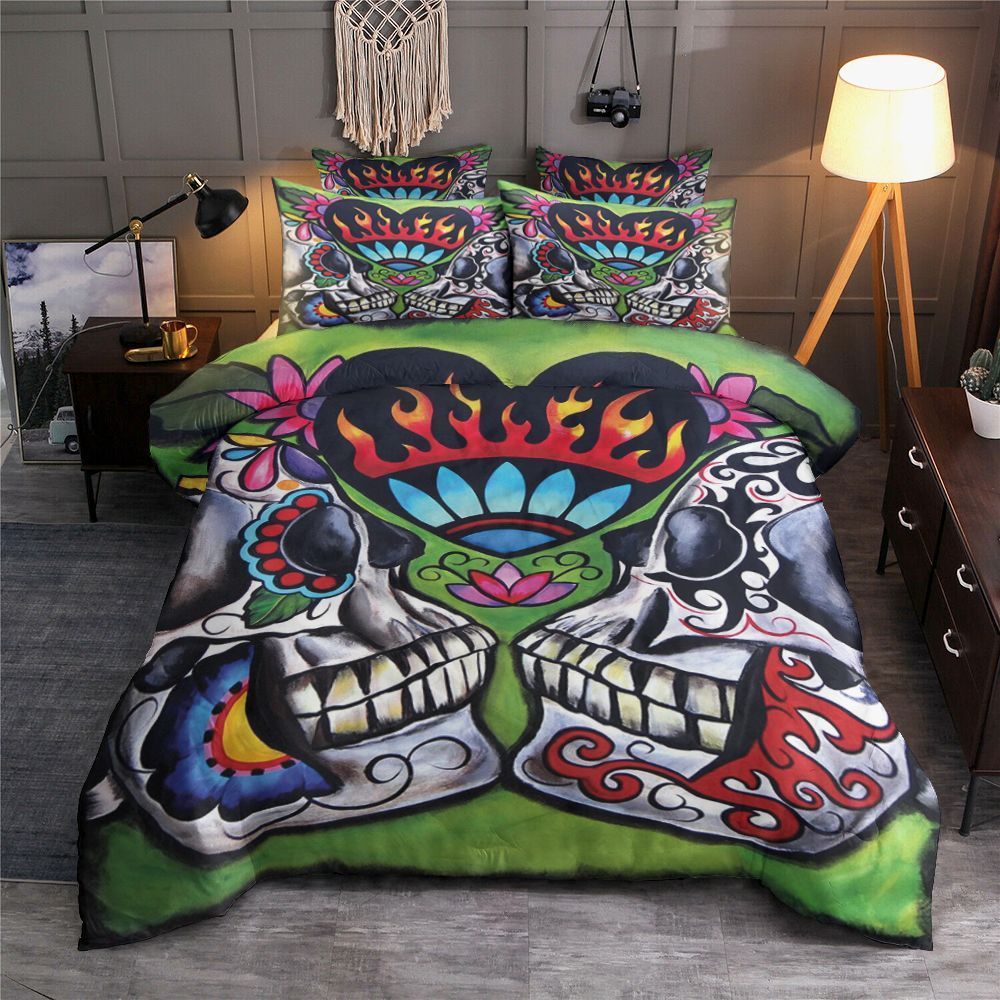 Skull Green Bedding Set