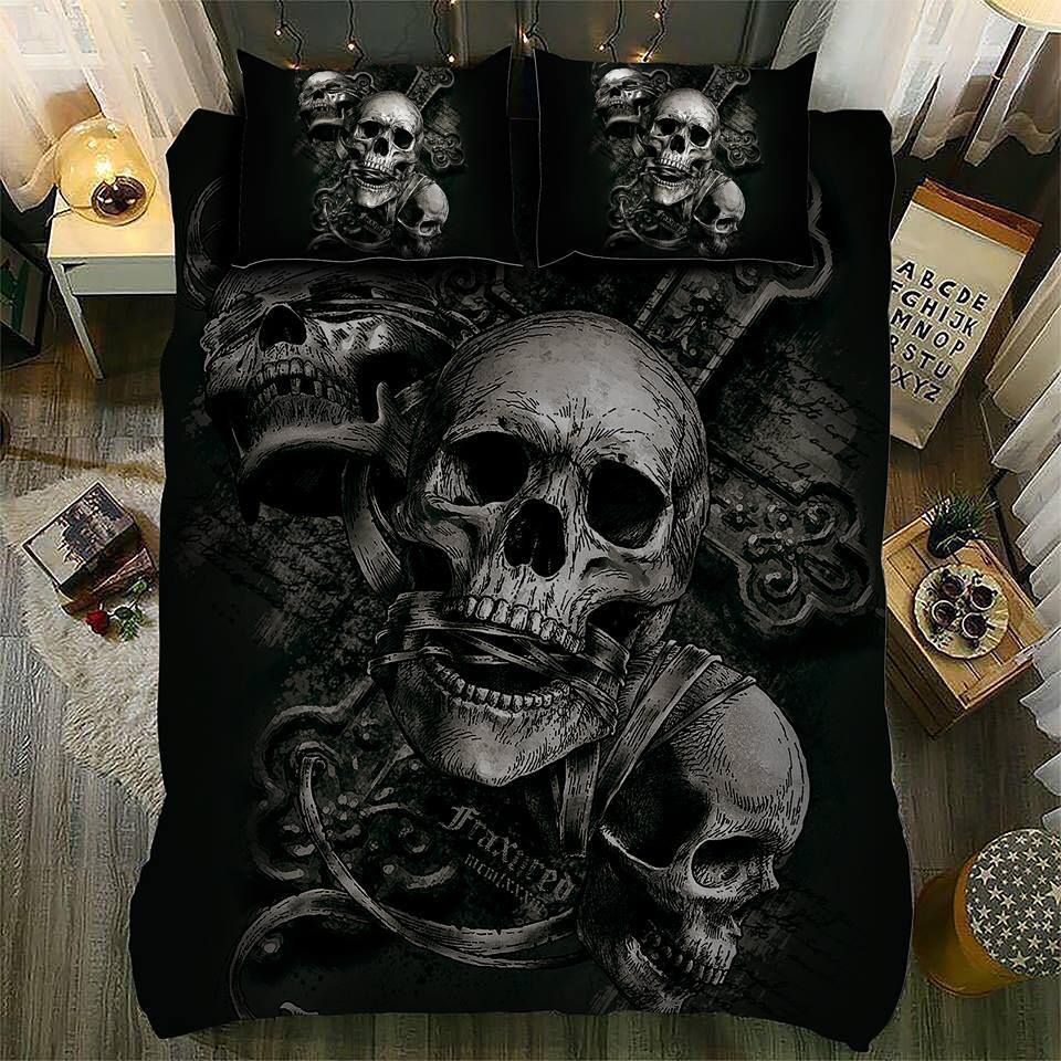 Skull Hear No Evil See No Evil Speak No Evil Bedding Set