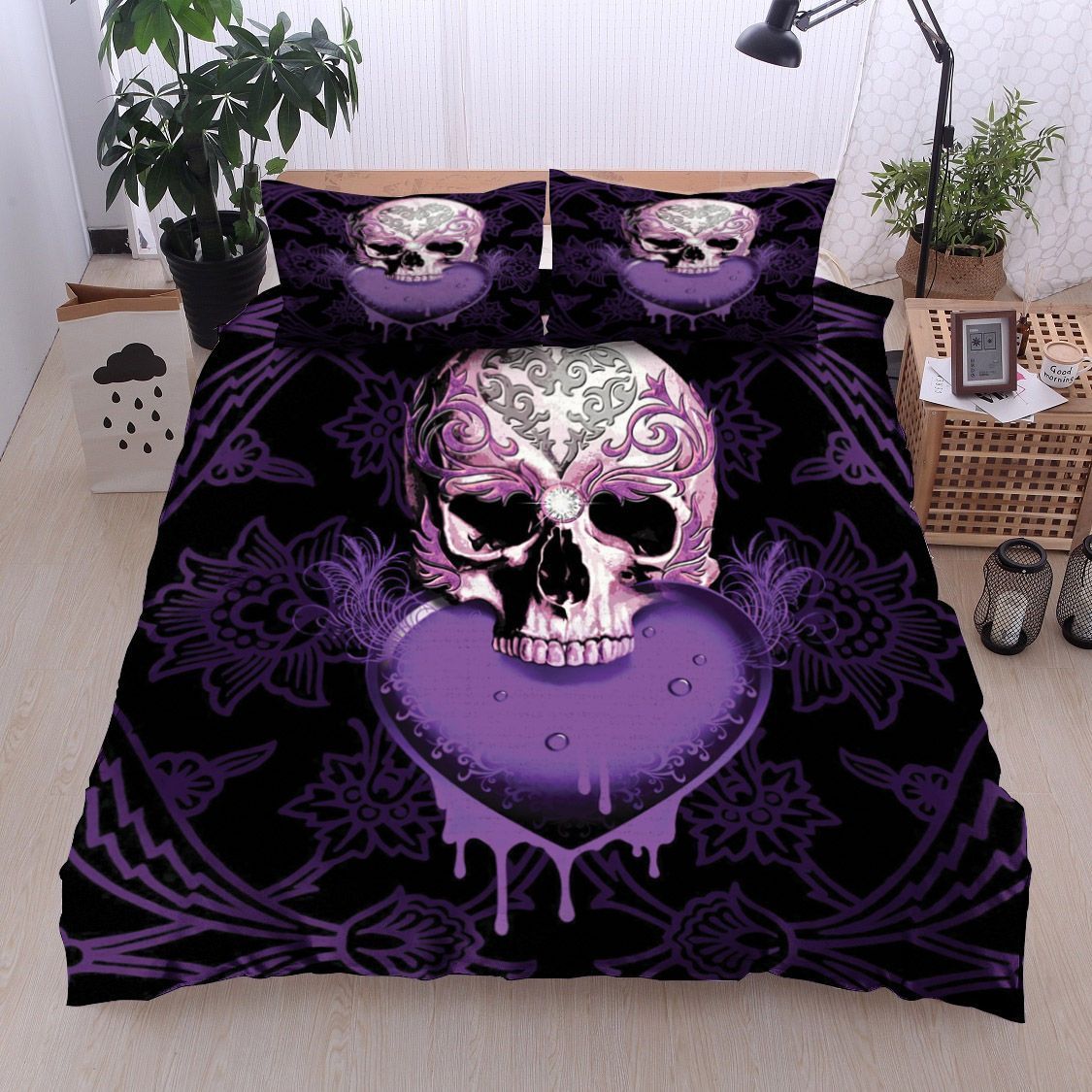 Skull Heart Bedding Set