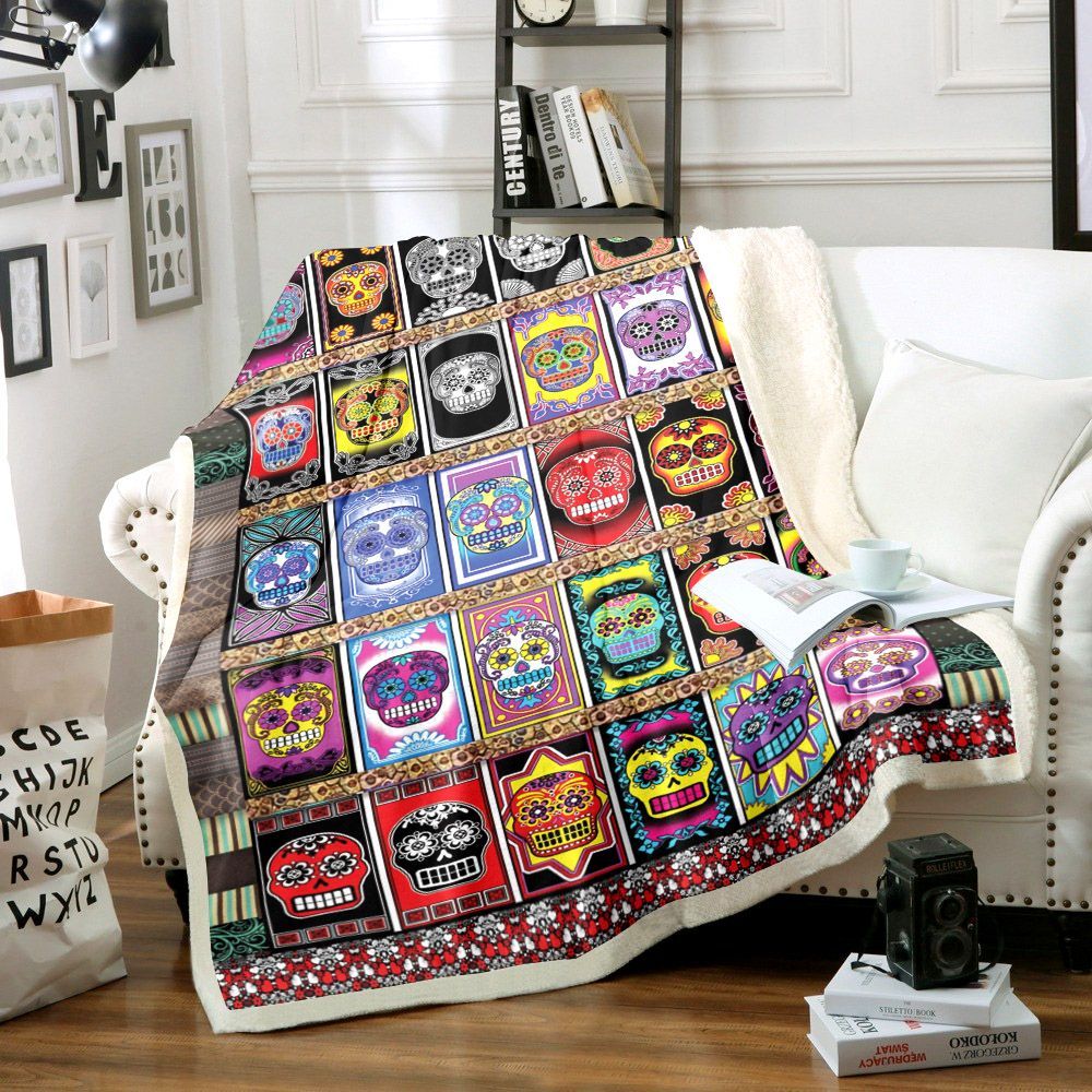 Skull Sherpa Fleece Blanket