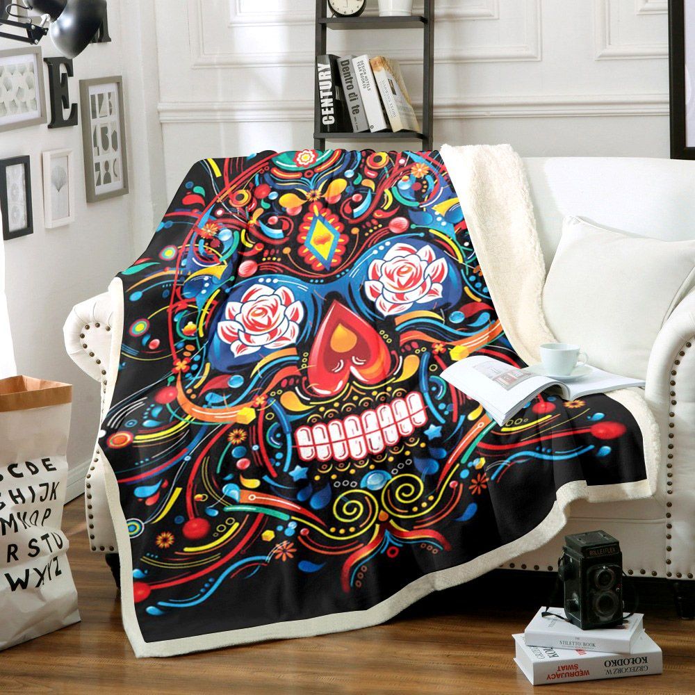 Skull Sherpa Fleece Blanket