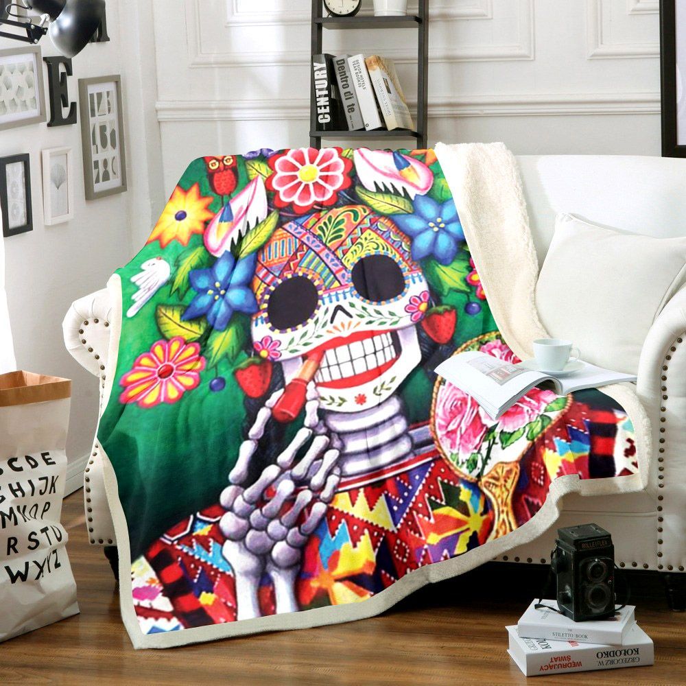 Skull Sherpa Fleece Blanket