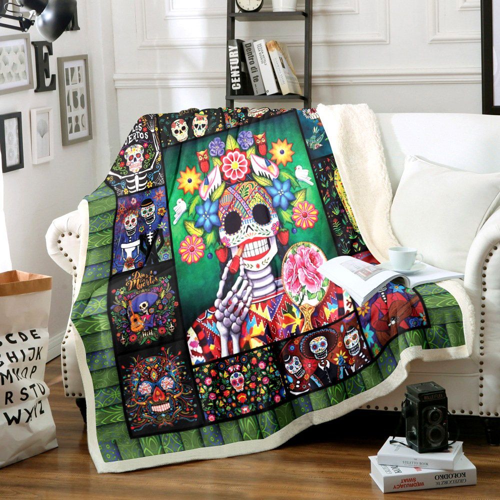 Skull Sherpa Fleece Blanket
