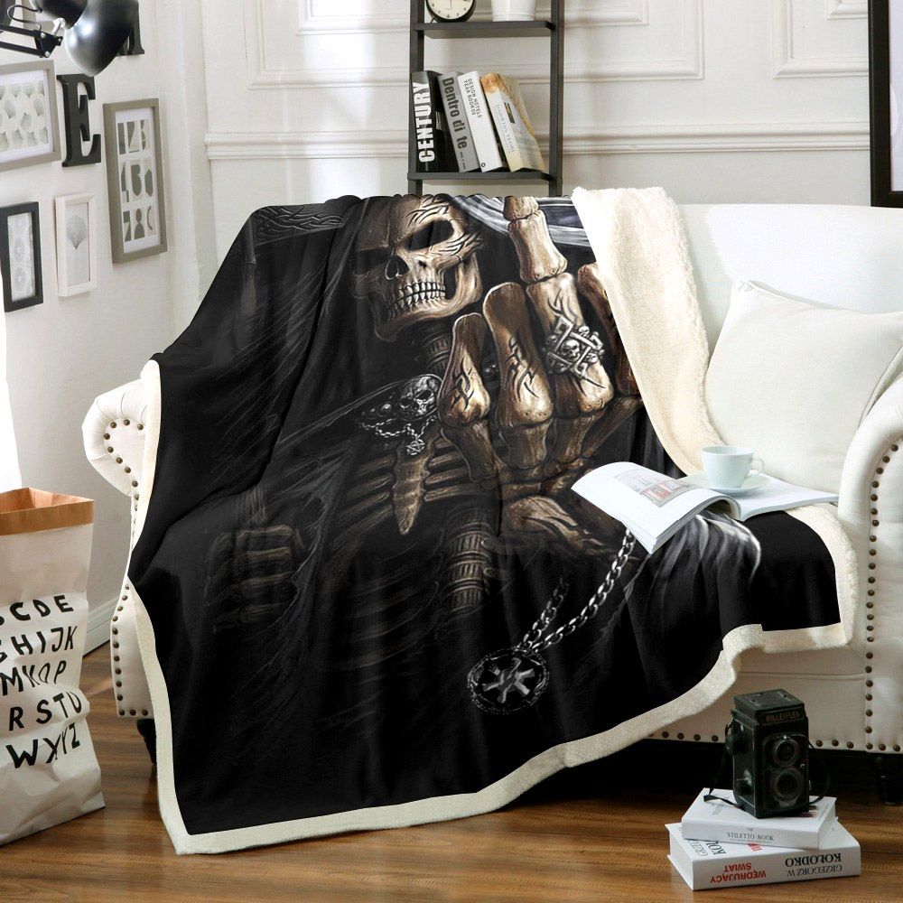 Skull Sherpa Fleece Blanket