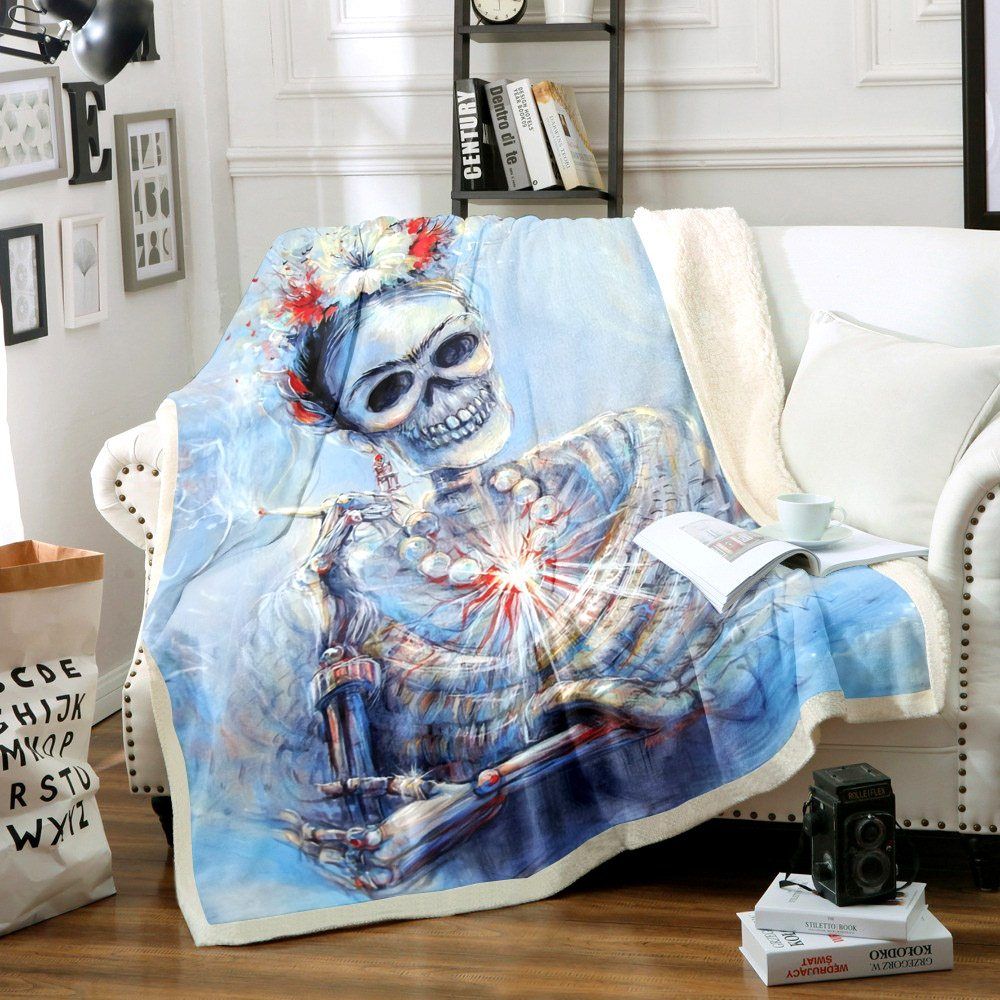 Skull Sherpa Fleece Blanket