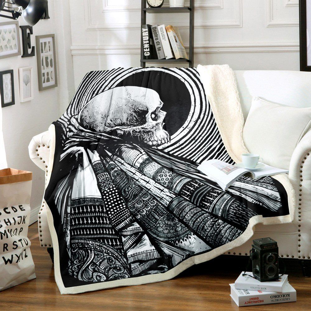 Skull Sherpa Fleece Blanket
