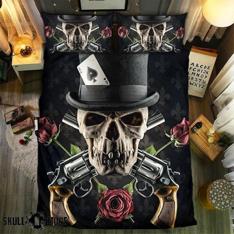 Skull Hunter With Card Printed Bedding Set