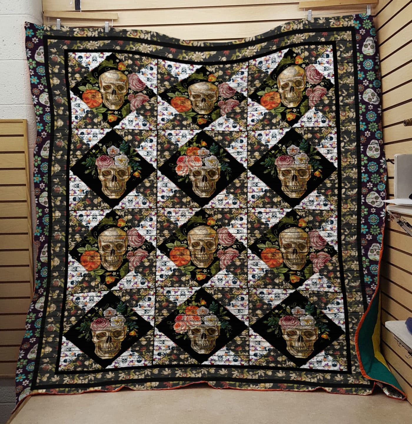 Skull I Dont Care About Sht Quilt Blanket DHC020120964TD