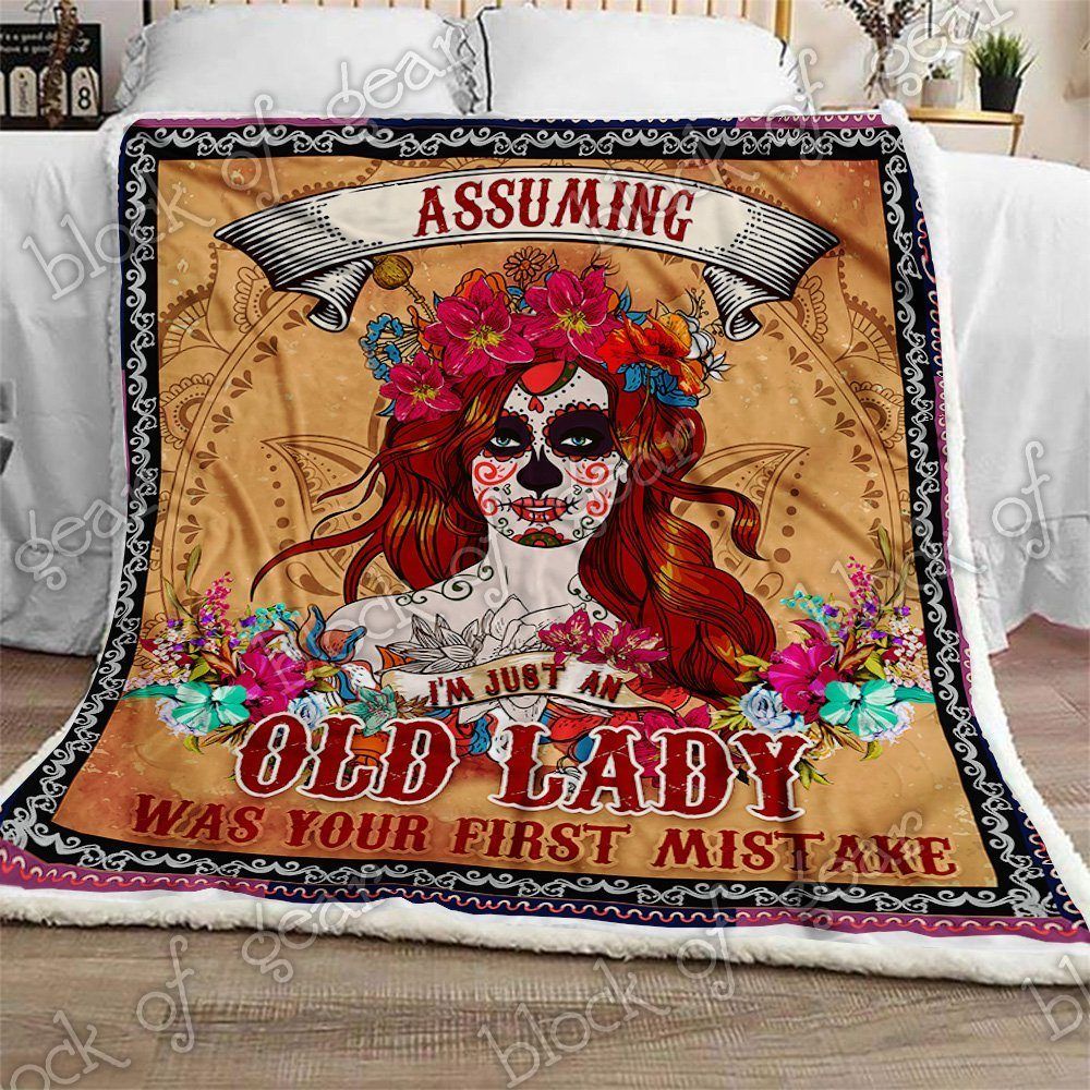 Skull Lady Sherpa Fleece Blanket