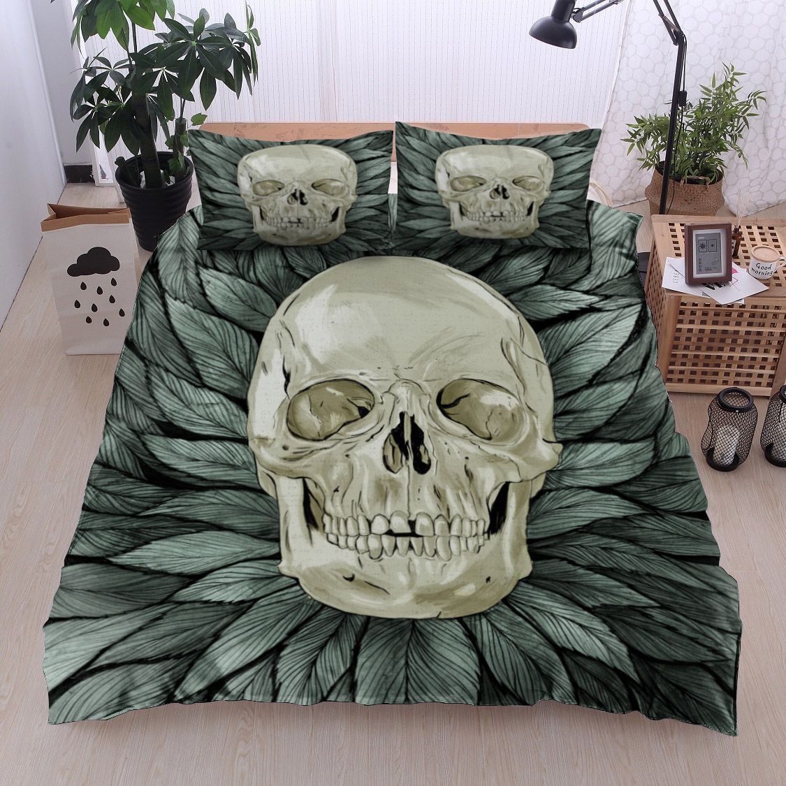 Skull Leaves Bedding Set