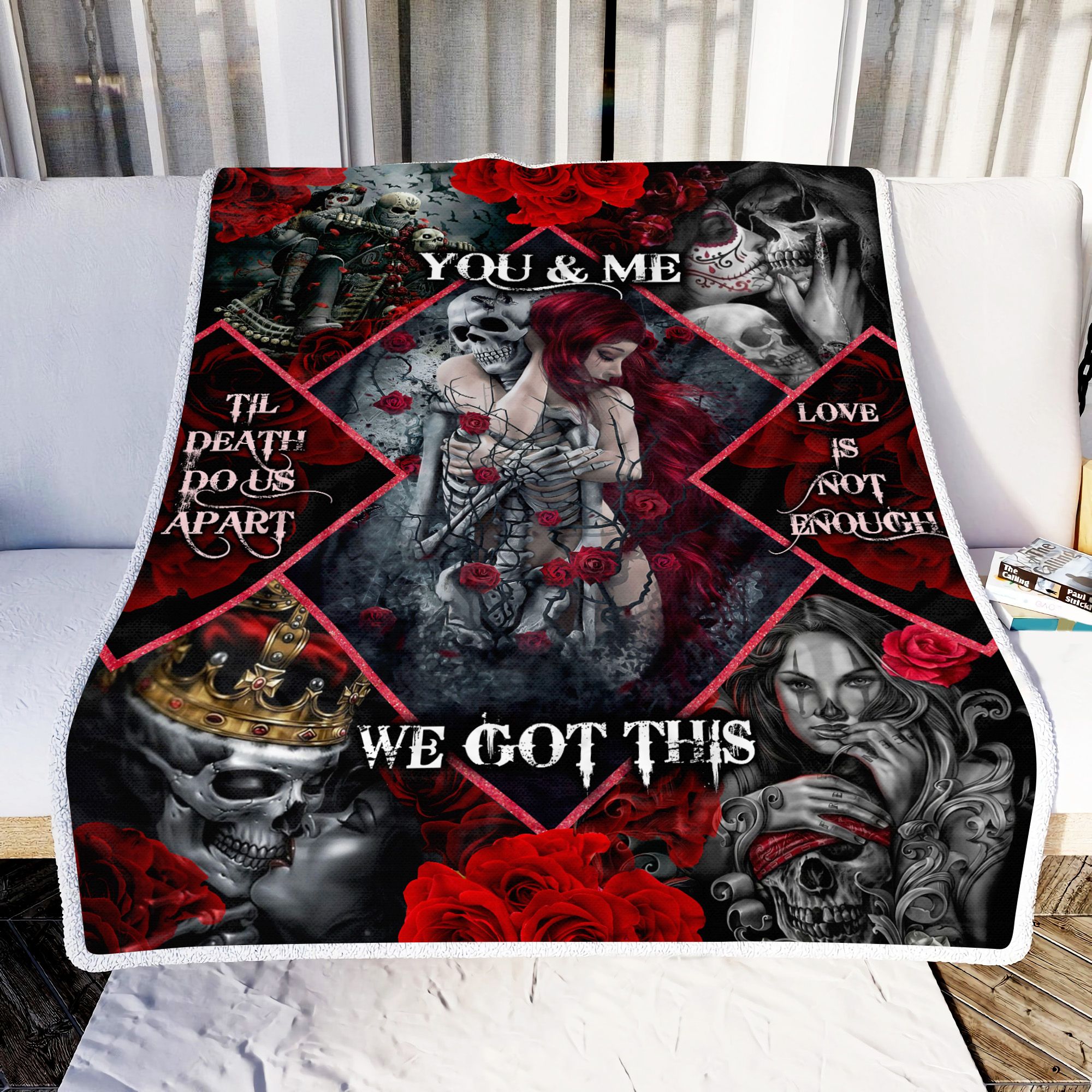 Skull Love You And Me We Got This Fleece Blanket