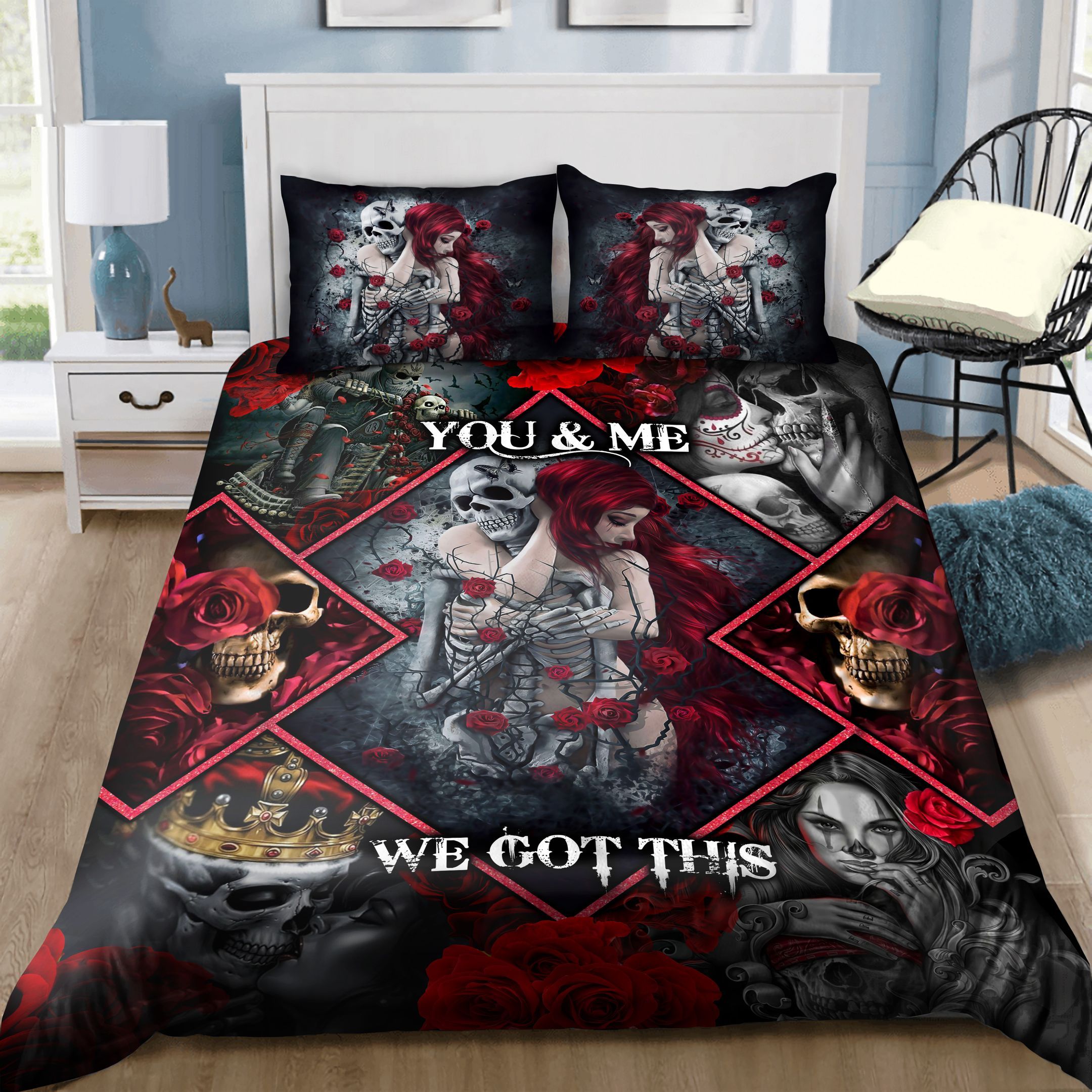 Skull Love You And Me We Got This Bedding Set