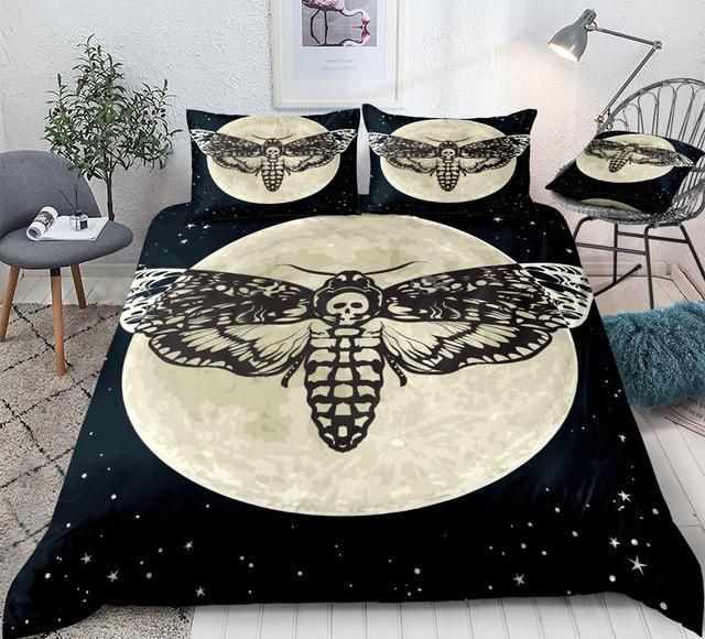 Skull Moth Full Moon Bedding Set