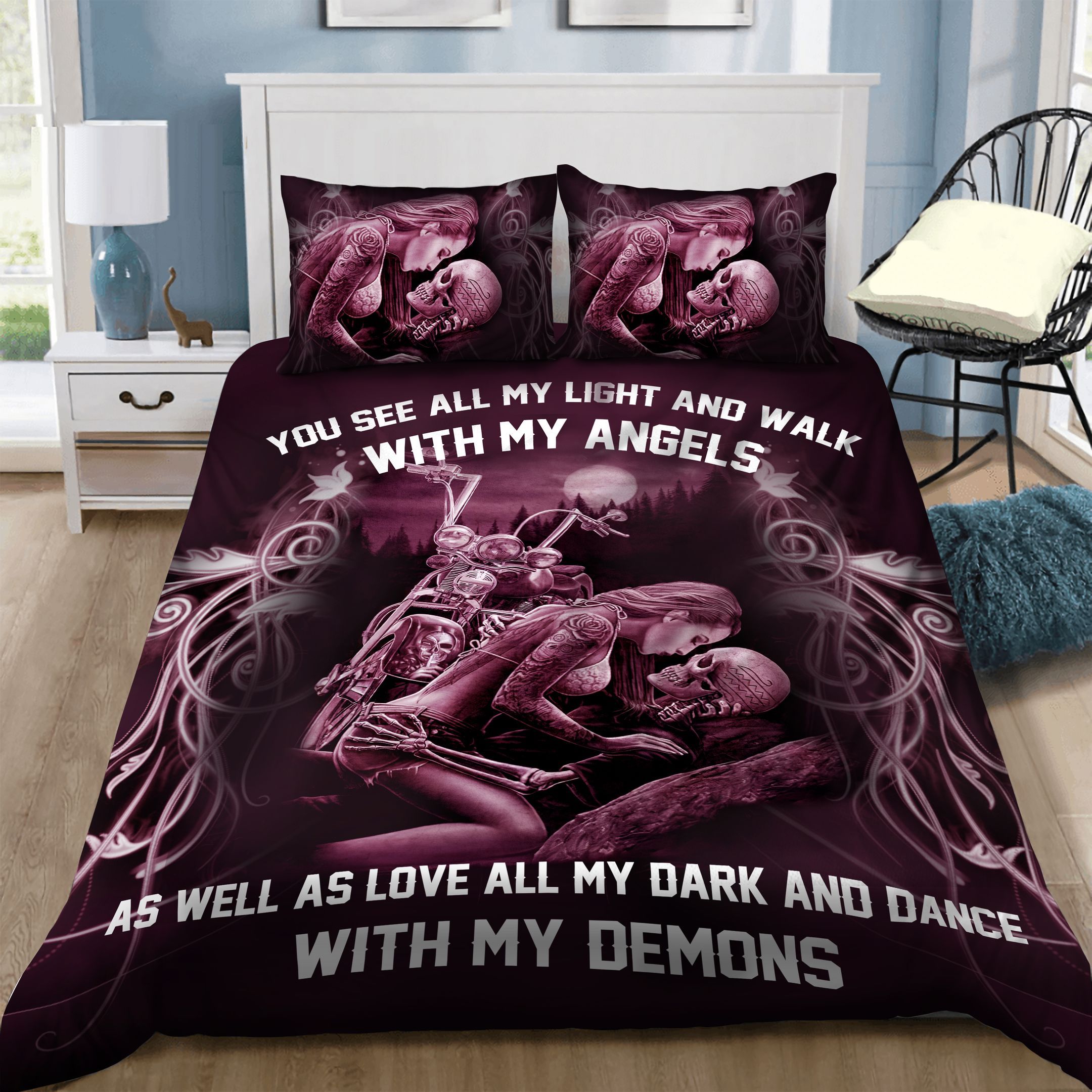 Skull Motocycle  Bedding Set