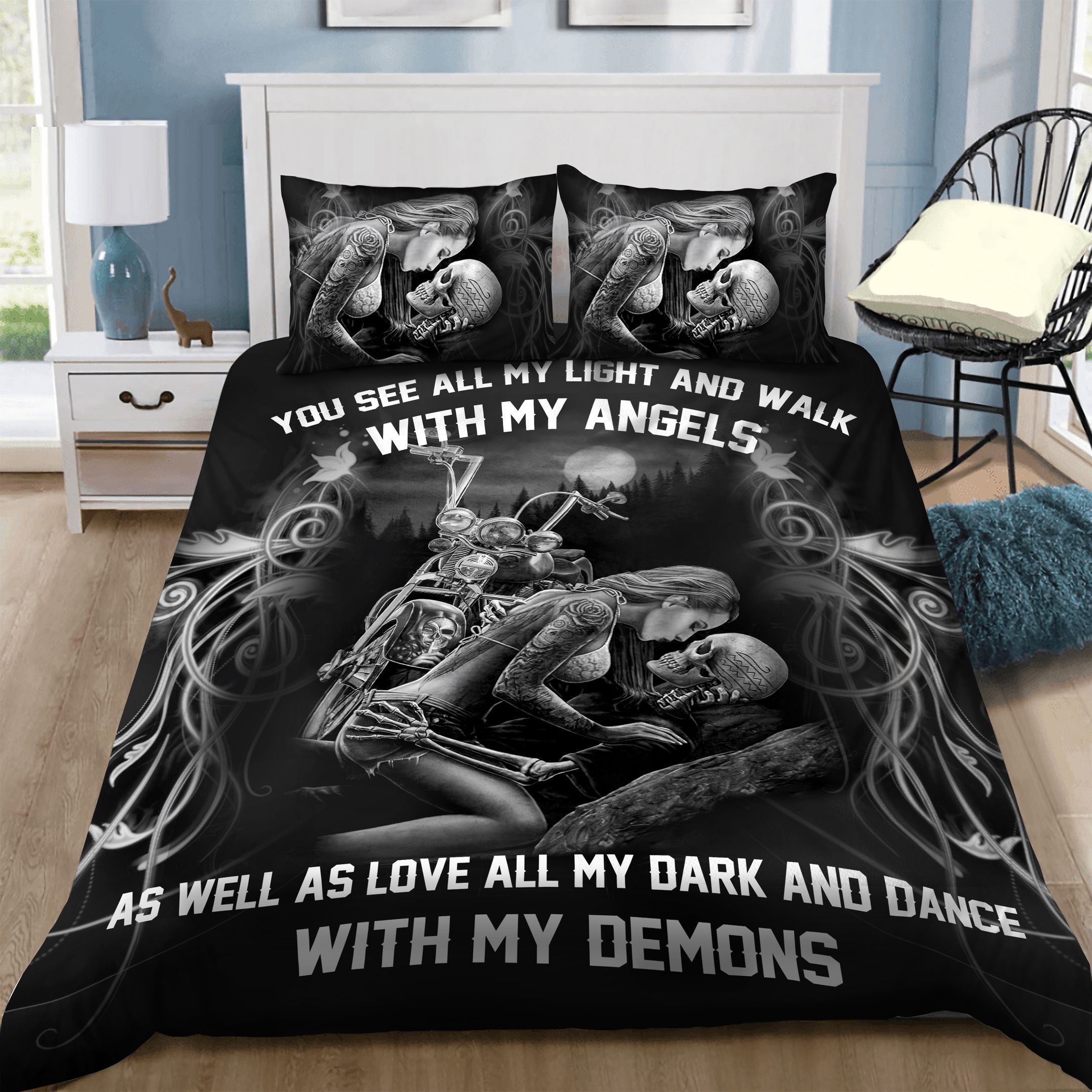 Skull Motocycle  Bedding Set