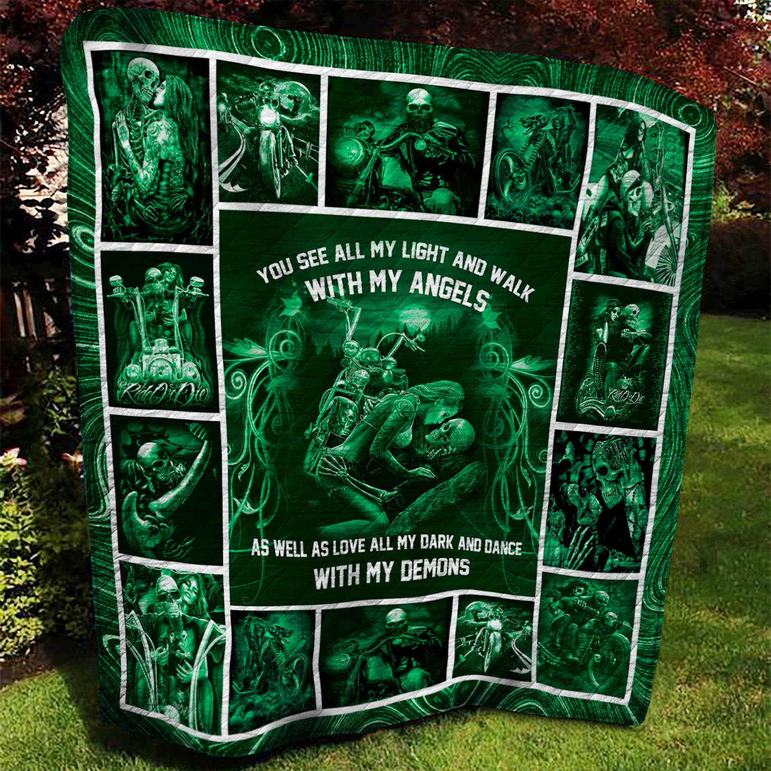 Skull Motocycle Quilt Blanket DTH240607HD