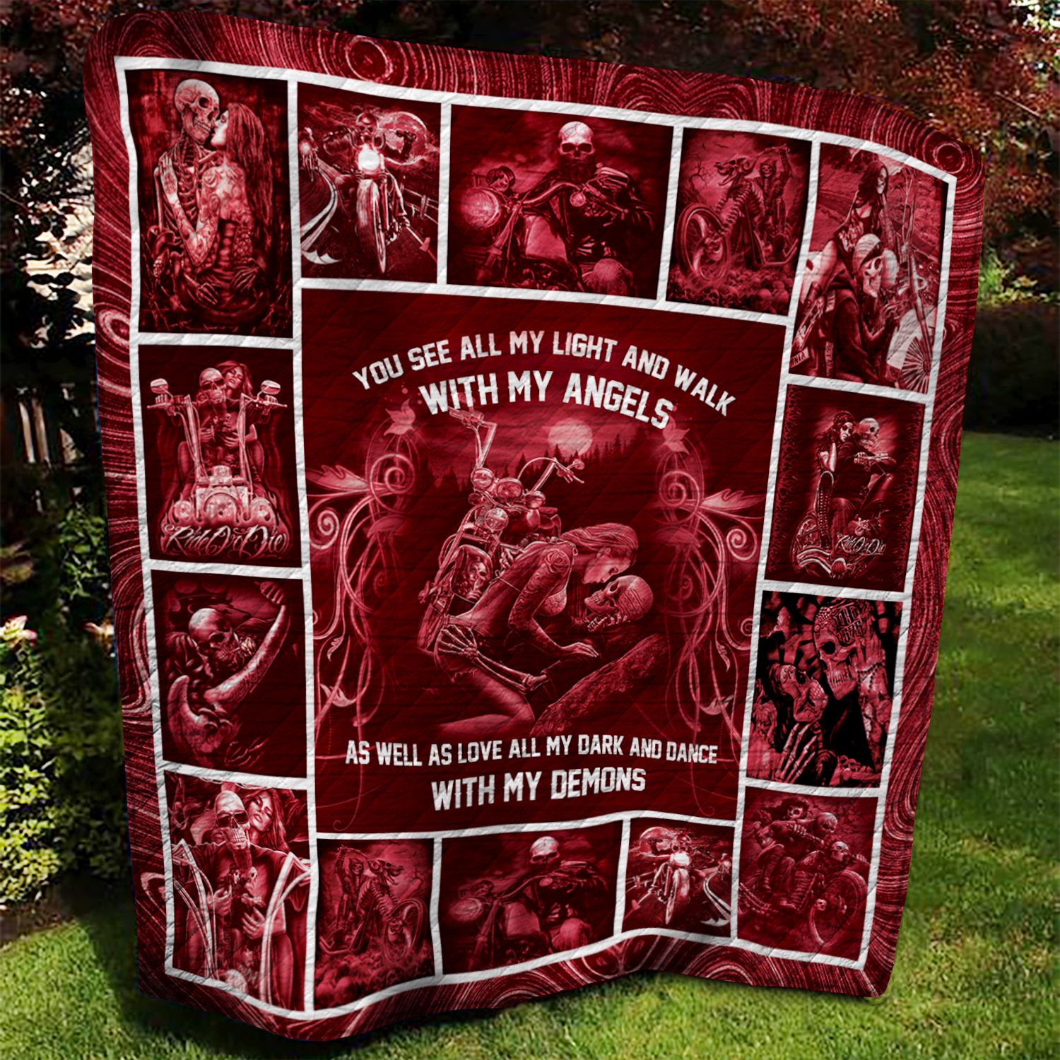 Skull Motocycle Quilt Blanket DTH240609HD