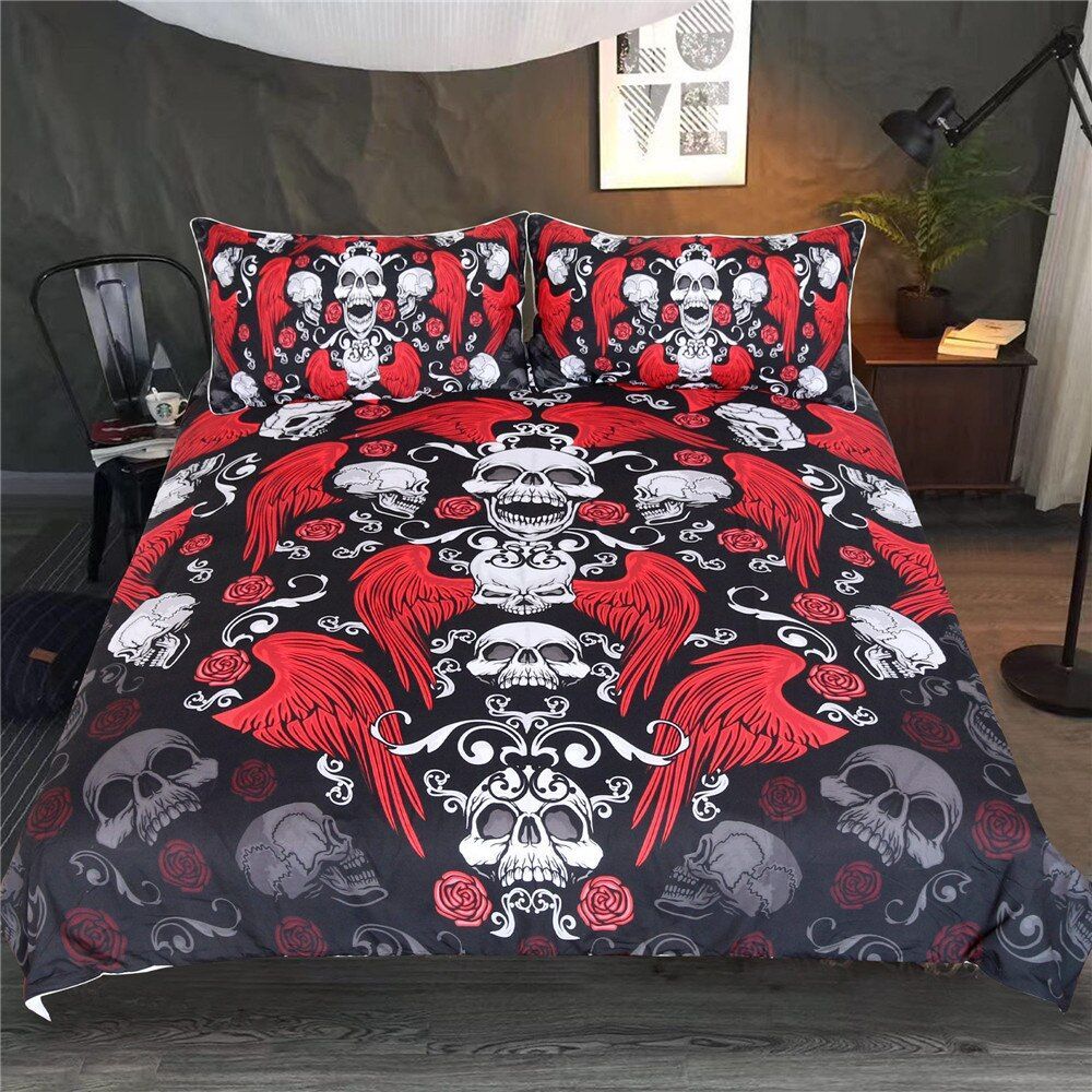 Skull Motorcycle  Bedding Set