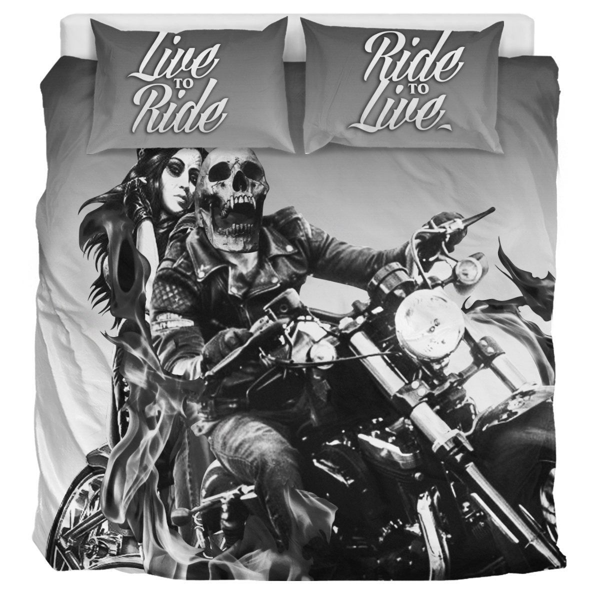 Skull Motorcycle Bedding Set