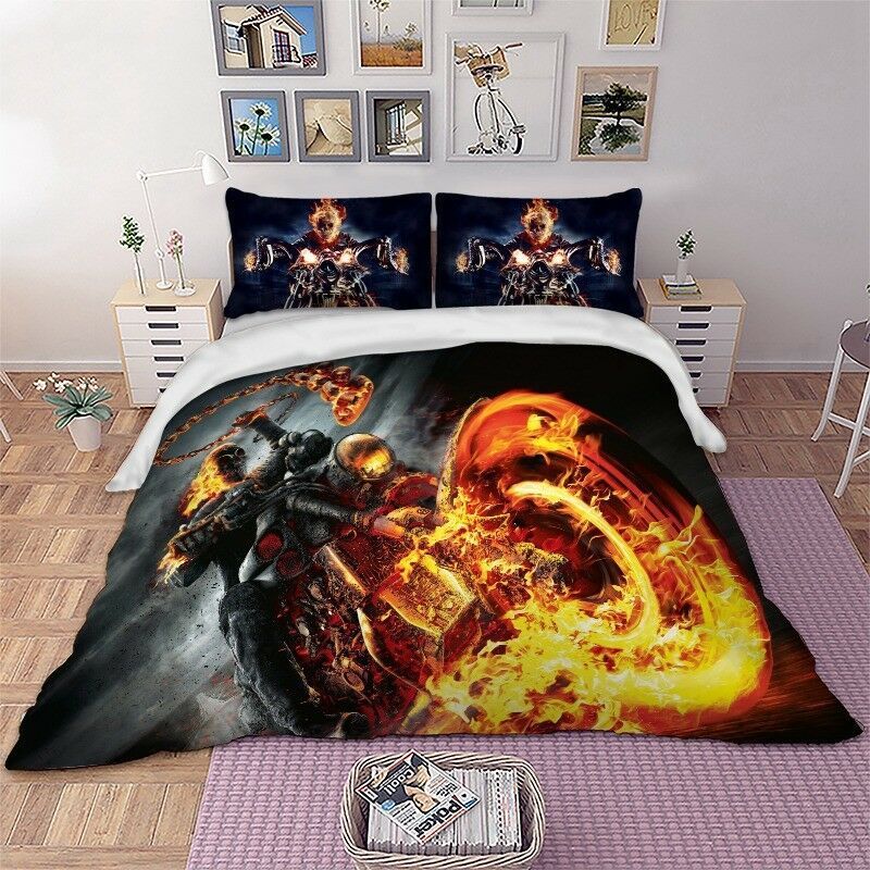Skull Motorcycle Duvet Cover Quilt Cover Bedding Set