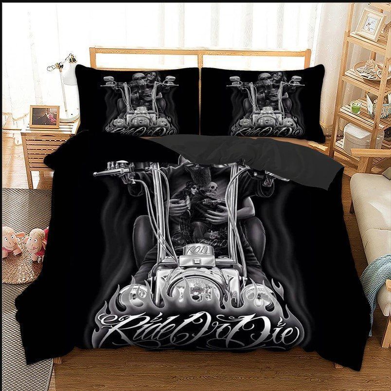 Skull Motorcycle Bedding Set