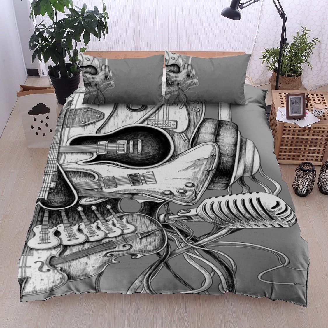 Skull Music Instrument Bedding Set