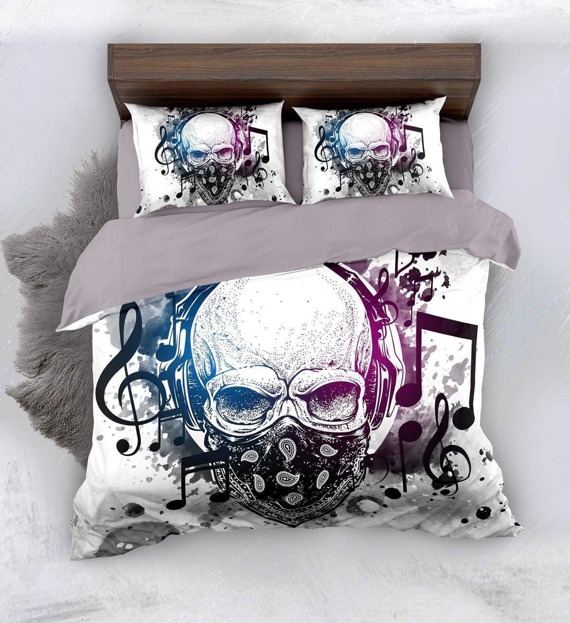 Skull Musical Notes Bedding Set