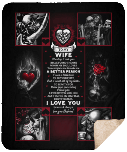 Skull My Only Love The Day I Met You I Found The One My Soul Loves Sherpa Fleece Blanket