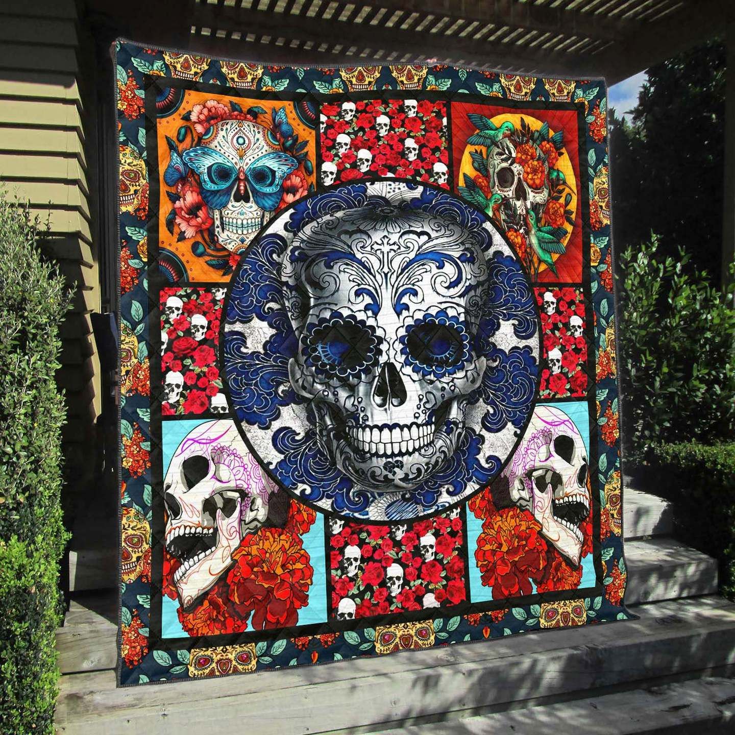SKULL NA050702B Quilt Blanket