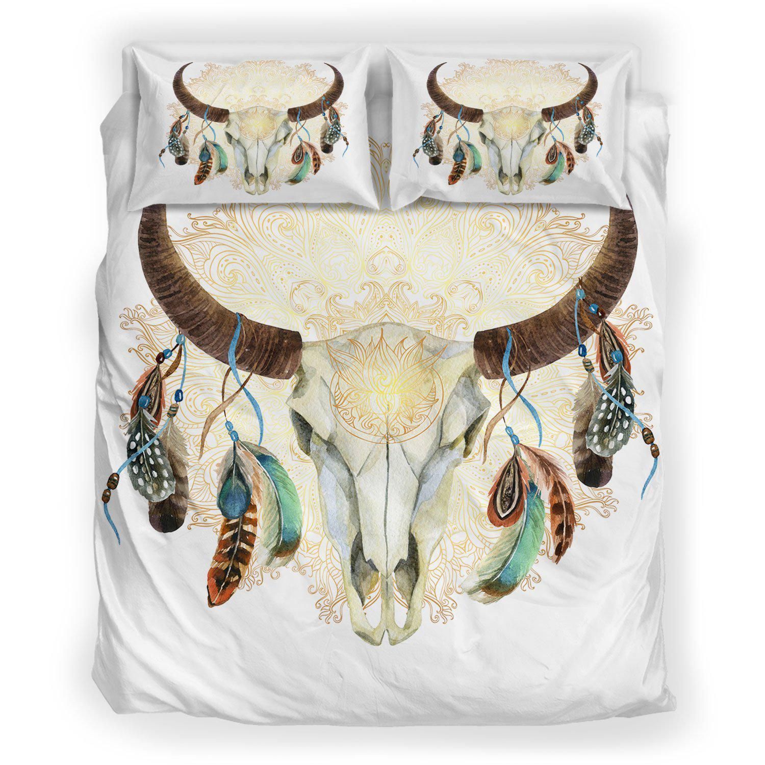Skull Native American Bedding Set