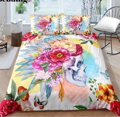 Skull Native American Bedding Set