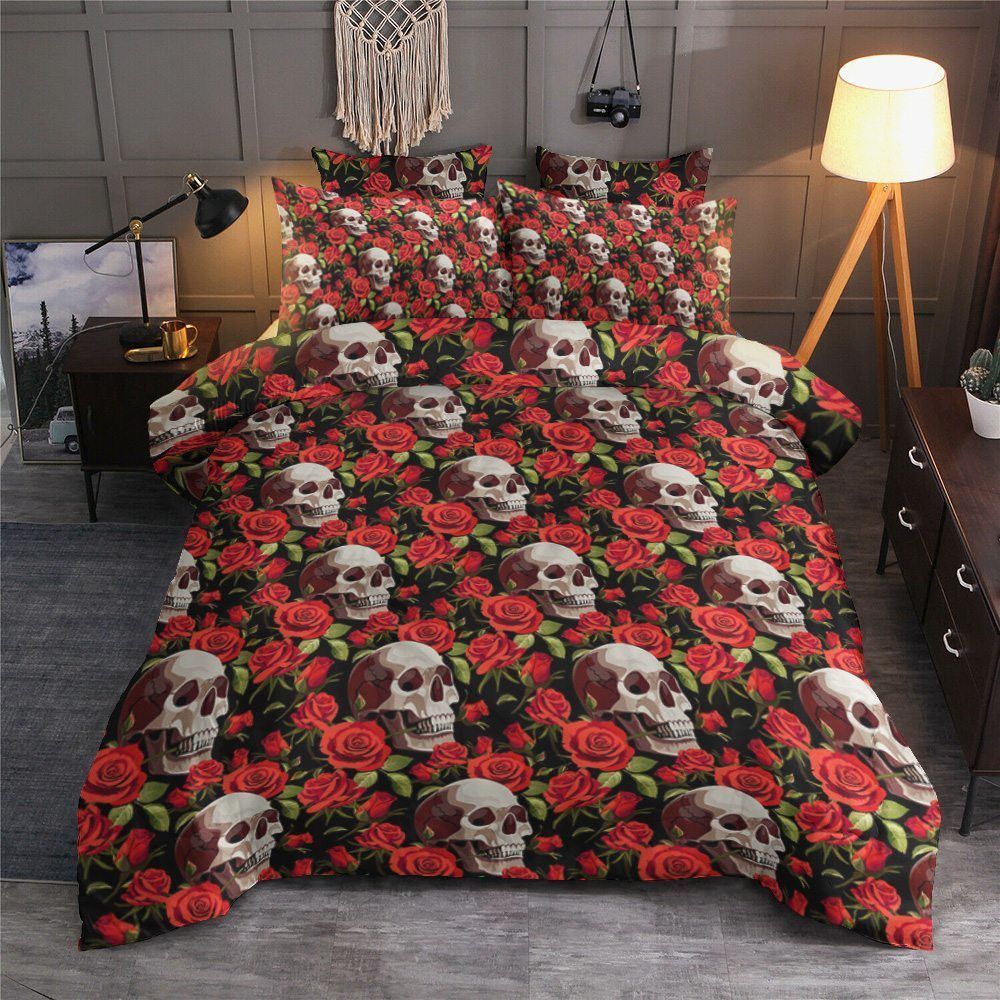 Skull Cotton Bed Sheets Spread Comforter Bedding Set