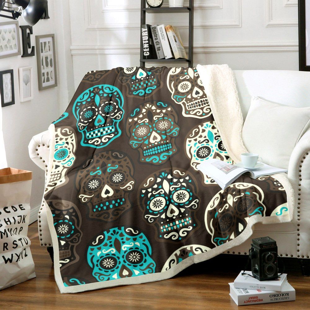 Skull Sherpa Fleece Blanket