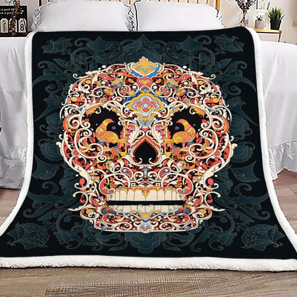 Skull Sherpa Fleece Blanket