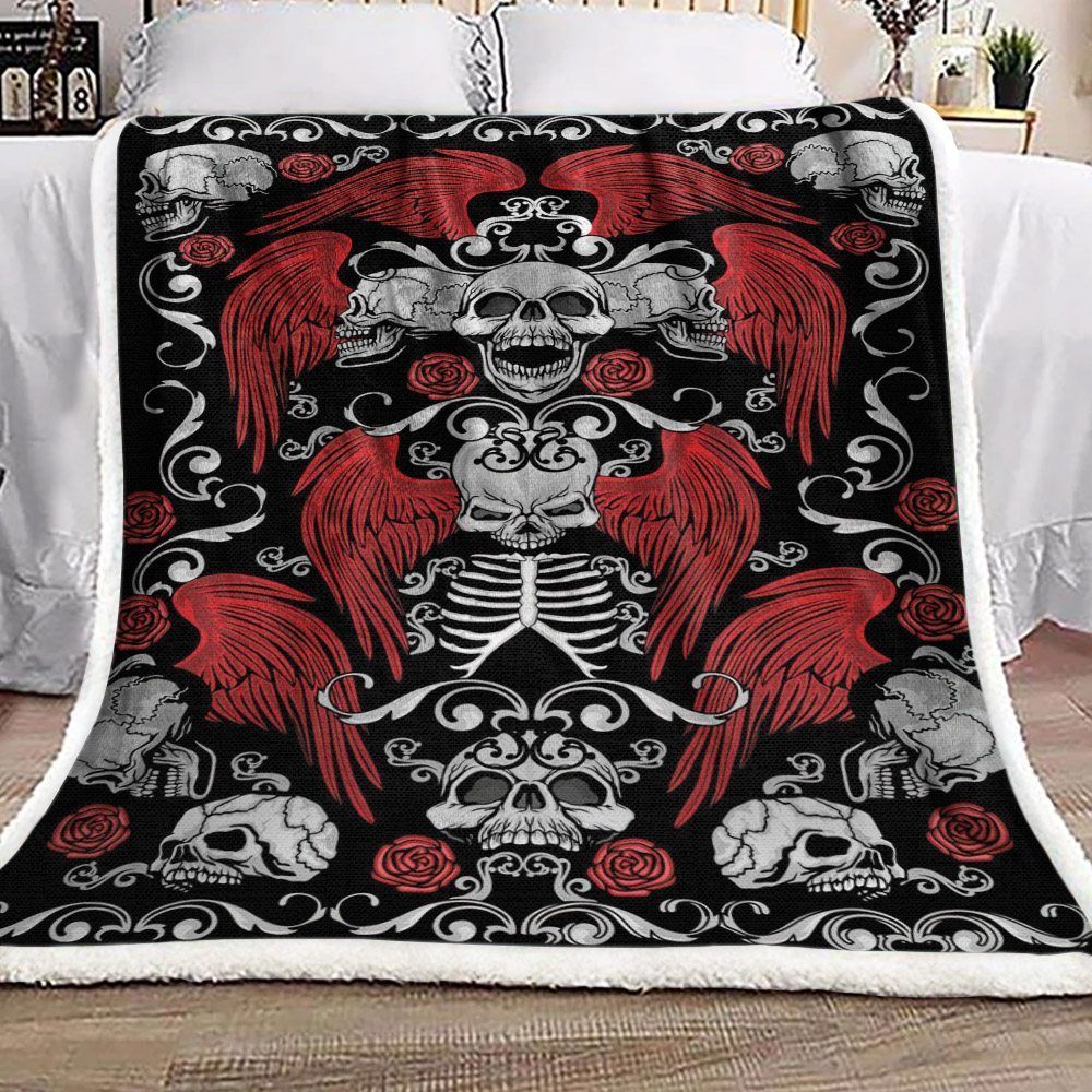 Skull Sherpa Fleece Blanket