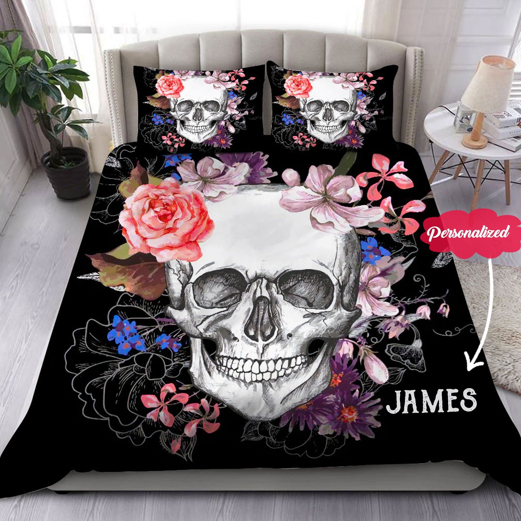 Skull Personalized Bedding Set