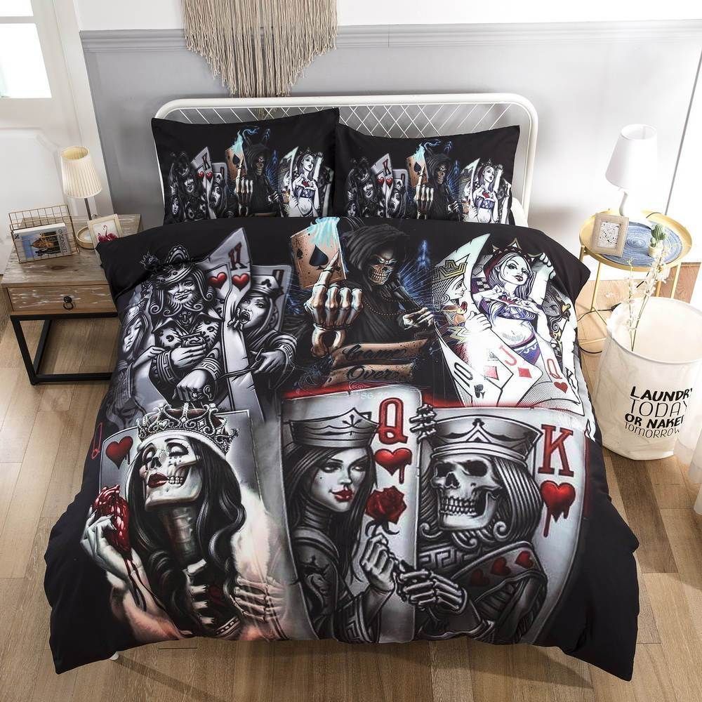 Skull Playing Cards Bedding Set