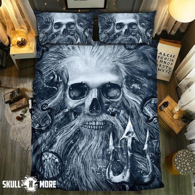 Skull Poseidon Face Printed Bedding Set