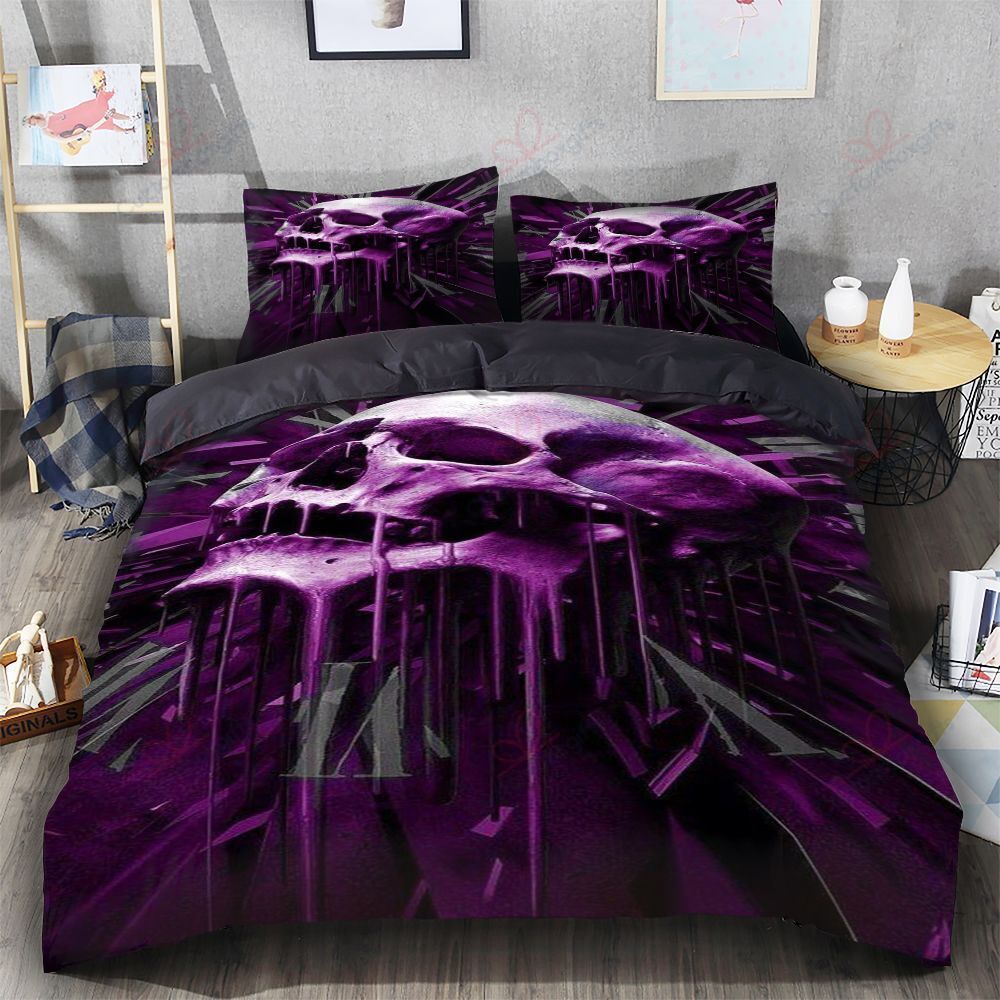 Skull Purple Times Bedding Set