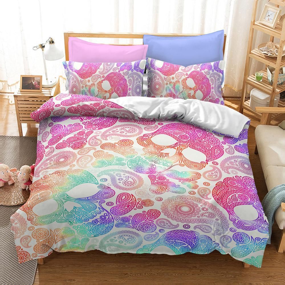 Skull Rainbow Color Printed Bedding Set